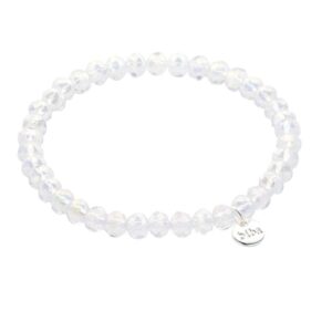 Biba Armband Crystal Perlen 6mm Weiß Damen Armband Anhänger Silber