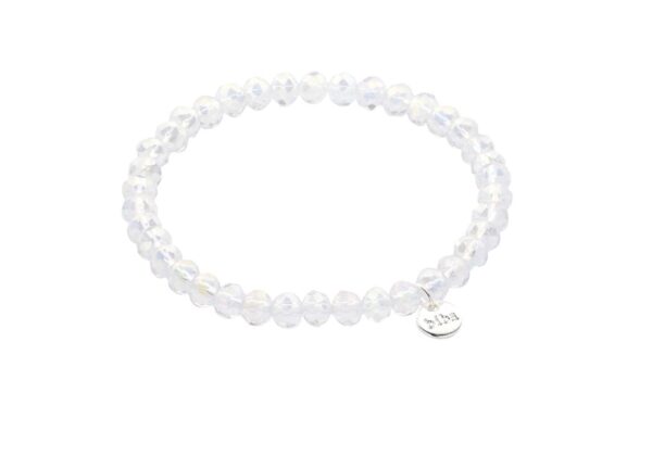 Biba Armband Crystal Perlen 6mm Weiß Damen Armband Anhänger Silber