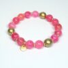 Biba Armband Resin Perlen Pink 10mm Ø Damen Armband Gold Anhänger