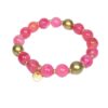 Biba Armband Resin Perlen Pink 10mm Ø Damen Armband Gold Anhänger