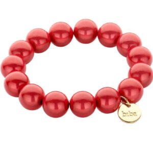 Biba Armband Polymer Perlen Rot 14mm Ø Damen Armband Gold Anhänger