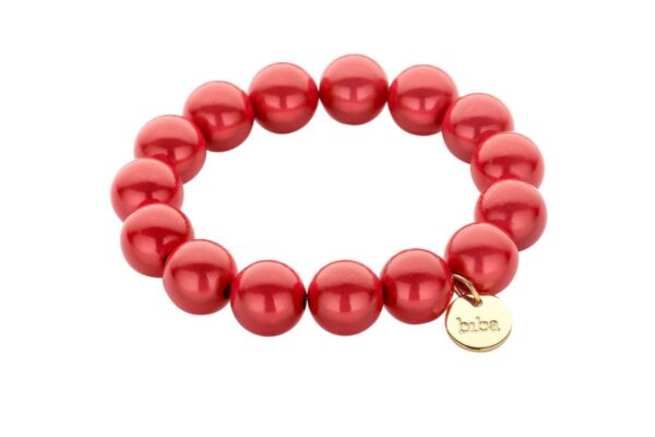 Biba Armband Polymer Perlen Rot 14mm Ø Damen Armband Gold Anhänger