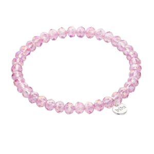 Biba Armband Crystal Perlen 6mm Rosa Damen Armband Anhänger Silber