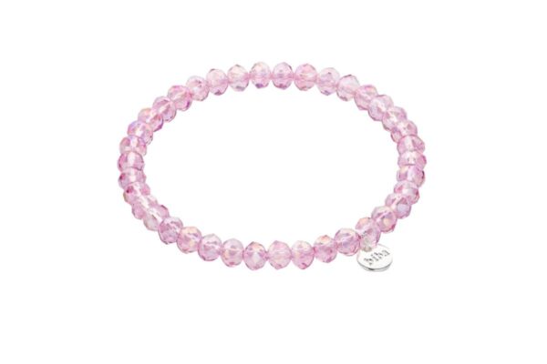 Biba Armband Crystal Perlen 6mm Rosa Damen Armband Anhänger Silber