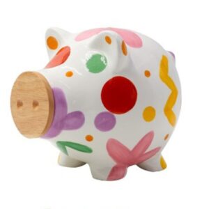 Pomme Pidou Spardose Money Bank M Schwein Piggy mit Holz Bunte Formen