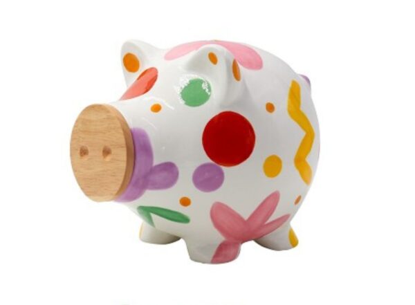 Pomme Pidou Spardose Money Bank M Schwein Piggy mit Holz Bunte Formen