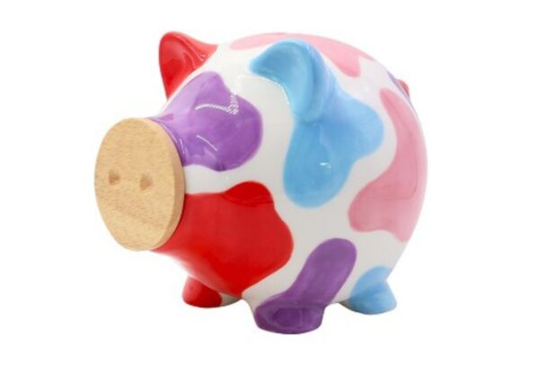 Pomme Pidou Spardose Money Bank M Schwein Piggy mit Holz Bunt