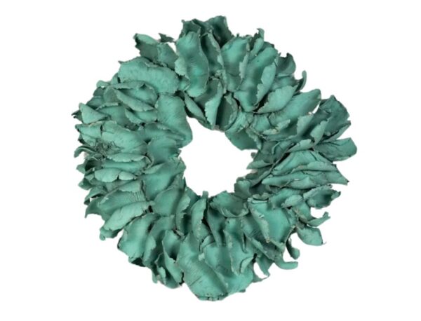 Couronne Deko Kranz Naturkranz Palm Petal Wreath Aqua Green 25cm∅ Handarbeit