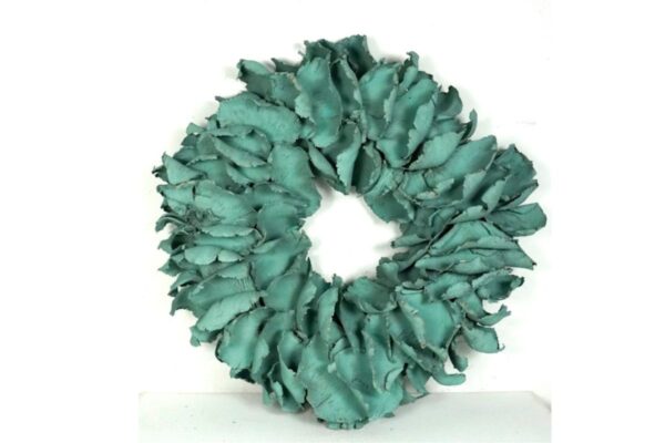 Couronne Deko Kranz Naturkranz Palm Petal Wreath Aqua Green 25cm∅ Handarbeit