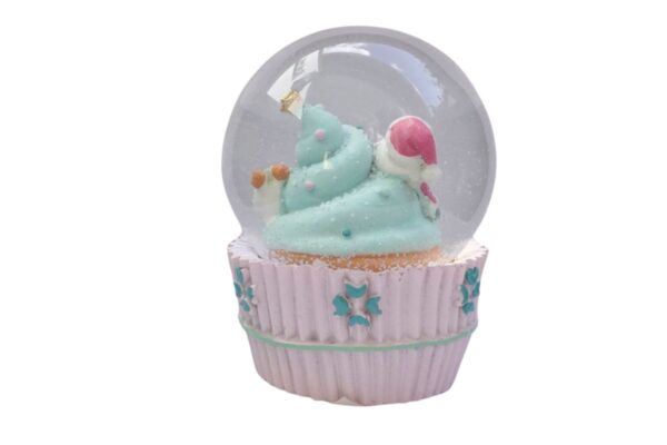 Schneekugel Weihnachtskugel Glimmerkugel Cupcake Present Rose