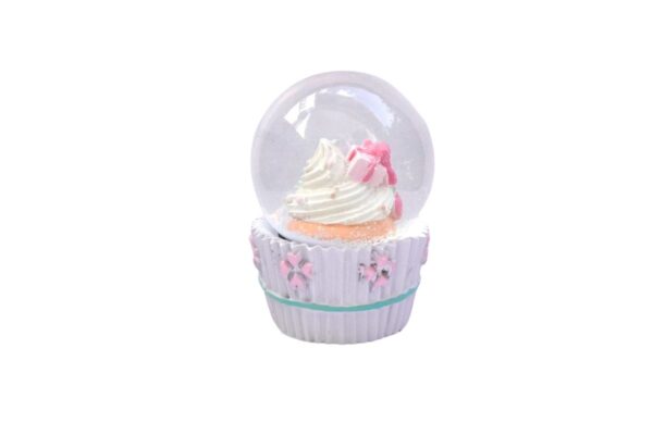 Schneekugel Weihnachtskugel Glimmerkugel Petit Cupcake Present Flieder