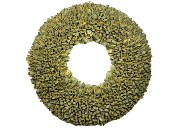 Couronne Dekokranz Wandkranz Naturkranz Handarbeit Bakuli Wreath Yellow Wash 40cm ∅