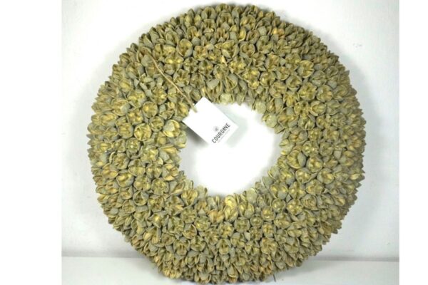 Couronne Dekokranz Wandkranz Naturkranz Handarbeit Bakuli Wreath Yellow Wash 40cm ∅