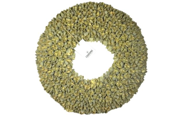 Couronne Dekokranz Wandkranz Naturkranz Handarbeit Bakuli Wreath Yellow Wash 40cm ∅