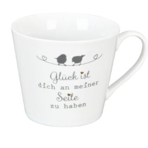 Krasilnikoff Henkeltasse Kaffeetasse Sprüche Tasse Glück ist dich an meiner Seiter zu haben