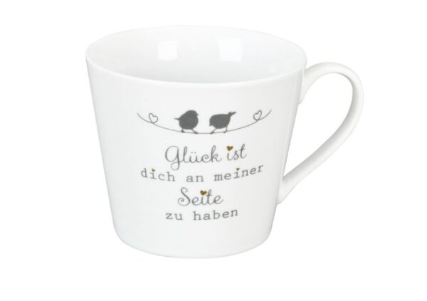 Krasilnikoff Henkeltasse Kaffeetasse Sprüche Tasse Glück ist dich an meiner Seiter zu haben