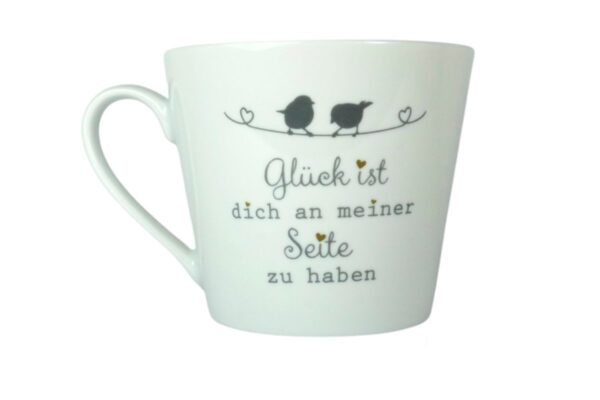 Krasilnikoff Henkeltasse Kaffeetasse Sprüche Tasse Glück ist dich an meiner Seiter zu haben