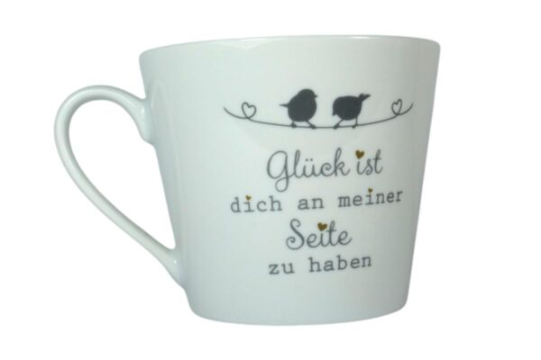 Krasilnikoff Henkeltasse Kaffeetasse Sprüche Tasse Glück ist dich an meiner Seiter zu haben