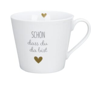 Krasilnikoff Henkeltasse Kaffeetasse Sprüche Tasse Schön dass du da bist