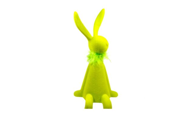 Osterhase Deko Oster Figur Kantenhocker Hase mit Federboa Grün W.Voß 25cm