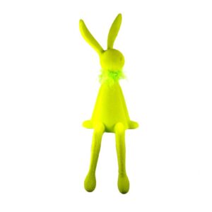 Osterhase Deko Oster Figur Kantenhocker Hase mit Federboa Grün W.Voß 25cm