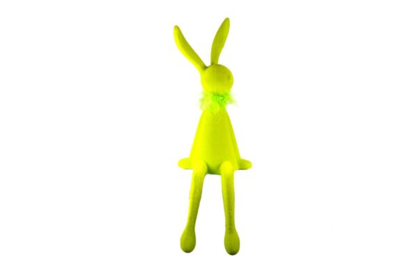 Osterhase Deko Oster Figur Kantenhocker Hase mit Federboa Grün W.Voß 25cm