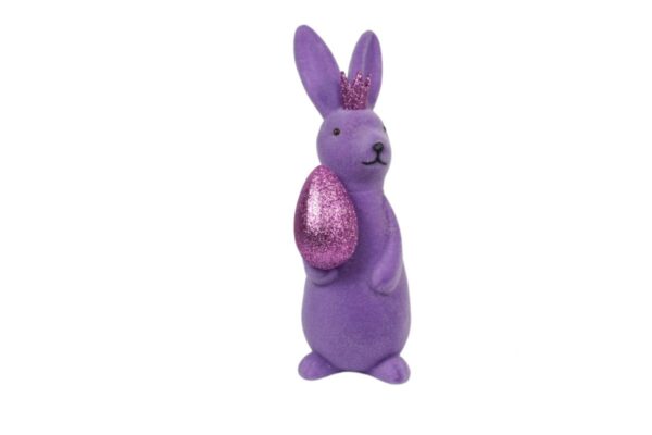 Osterhase Deko Oster Figur Hase mit Ei und Krone Lila W.Voß 21cm