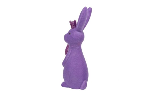 Osterhase Deko Oster Figur Hase mit Ei und Krone Lila W.Voß 21cm