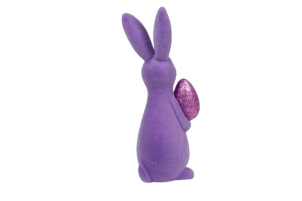 Osterhase Deko Oster Figur Hase mit Ei und Krone Lila W.Voß 21cm