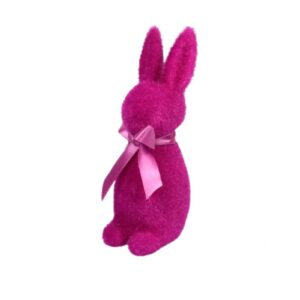 Osterhase Deko Oster Figur Hase mit Schleife Magenta W.Voß 15cm