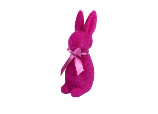 Osterhase Deko Oster Figur Hase mit Schleife Magenta W.Voß 15cm