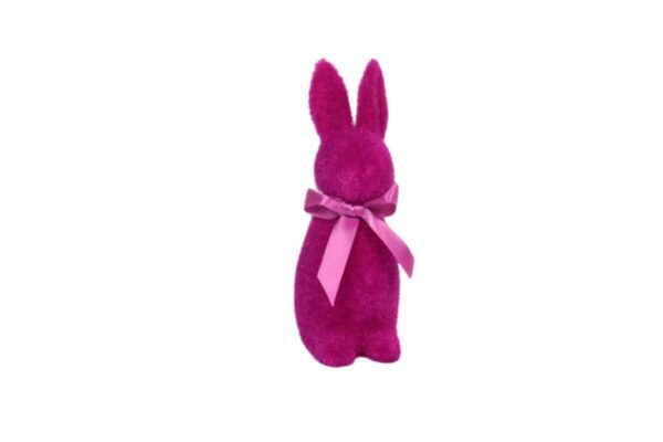 Osterhase Deko Oster Figur Hase mit Schleife Magenta W.Voß 15cm