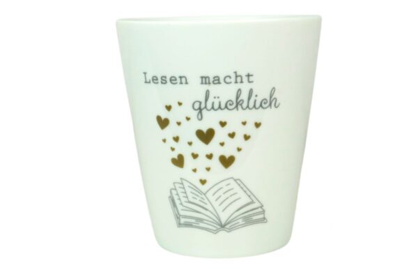 Krasilnikoff Kaffeebecher Sprüche Tasse Mug Cup Lesen macht glücklich