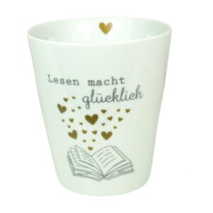 Krasilnikoff Kaffeebecher Sprüche Tasse Mug Cup Lesen macht glücklich