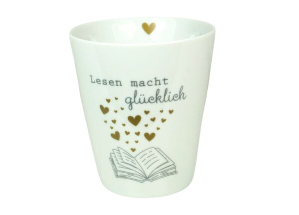 Krasilnikoff Kaffeebecher Sprüche Tasse Mug Cup Lesen macht glücklich