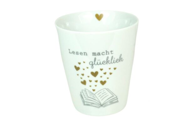 Krasilnikoff Kaffeebecher Sprüche Tasse Mug Cup Lesen macht glücklich