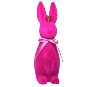 Osterhase Deko Oster Figur Hase mit Schleife Magenta W.Voß 29cm