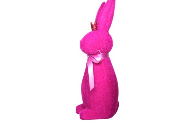 Osterhase Deko Oster Figur Hase mit Schleife Magenta W.Voß 29cm