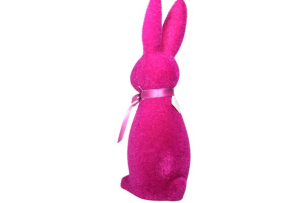 Osterhase Deko Oster Figur Hase mit Schleife Magenta W.Voß 29cm