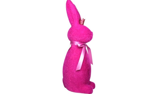 Osterhase Deko Oster Figur Hase mit Schleife Magenta W.Voß 29cm