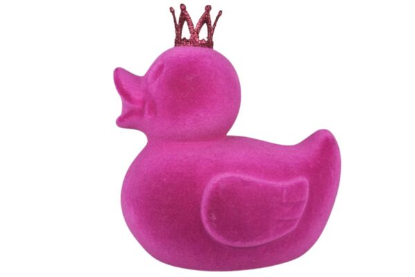 Ente Deko Oster Figur Ente mit Krone Magenta Werner Voß 21cm