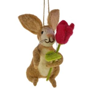 Filzhänger Hase Osterdekoration Figur Hase mit Tulpe Werner Voß 13cm