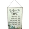 Deko Blechschild Aufhänger Ich gebe auf der Arbeit immer 100%: Montag 5% Dienstag 25% Mittwoch 45% Donnerstag 15% Freitag 10%