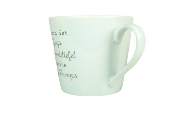 Krasilnikoff Henkeltasse Kaffeetasse Gärtnern ist mein Yoga Gummistiefel meine Pumps