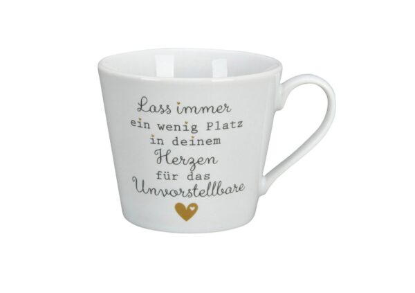 Krasilnikoff Henkeltasse Kaffeetasse Lass immer ein wenig Platz in deinem Herzen für das Unvorstellbare