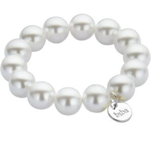 Biba Armband Glas Perlen Weiß 14mm Ø Damen Armband Anhänger Silber