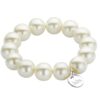 Biba Armband Glas Perlen Warm Weiß 14mm Ø Damen Armband Anhänger Silber