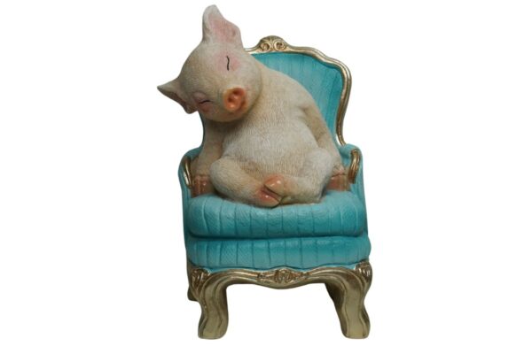 Werner Voß Dizzy Pig Schwein auf Sessel Dekofigur