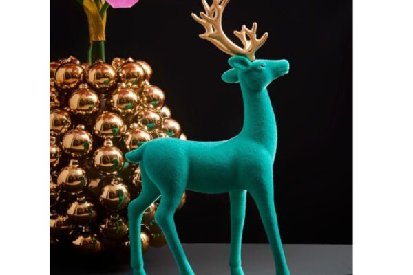 Werner Voß Hirsch Türkis Goldenes Geweih Dekofigur
