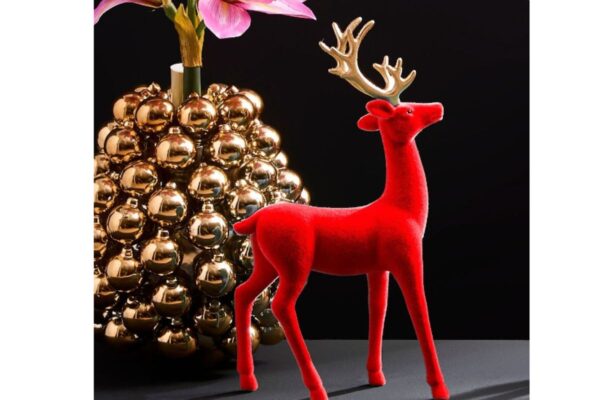 Werner Voß Hirsch Rot Goldenes Geweih Dekofigur Höhe 24,5cm